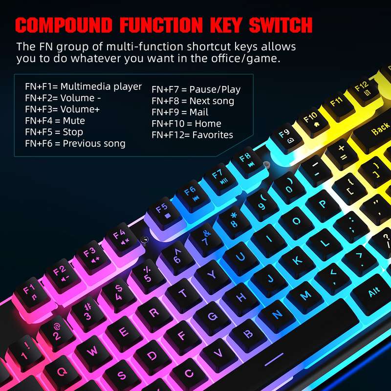 HXSJ L96 2.4G Wireless RGB Backlit Keyboard and Mouse Set 104 Pudding Key Caps + 4800DPI Mouse(White