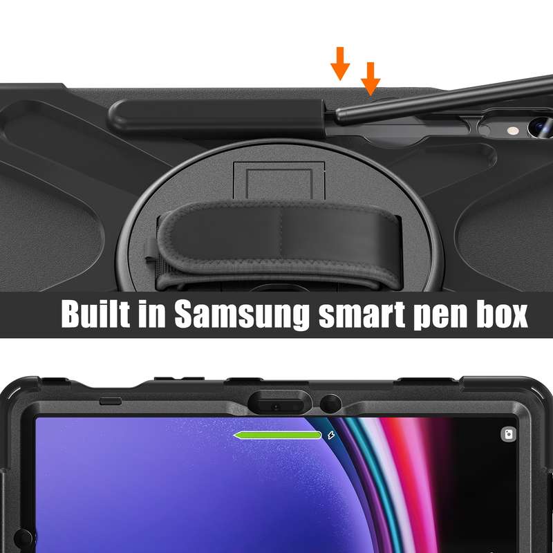 For Galaxy Tab S10 FE / S9 FE / S9 / S8 / S7 Rotary Handle Grab TPU + PC Tablet Case(Black)