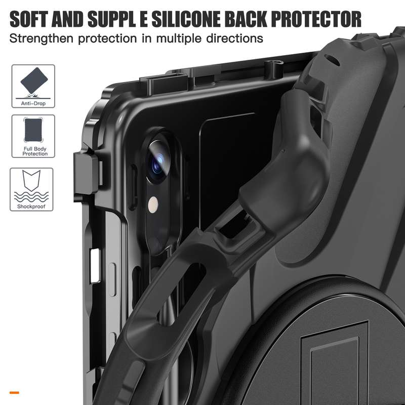 For Galaxy Tab S10 FE / S9 FE / S9 / S8 / S7 Rotary Handle Grab TPU + PC Tablet Case(Black)