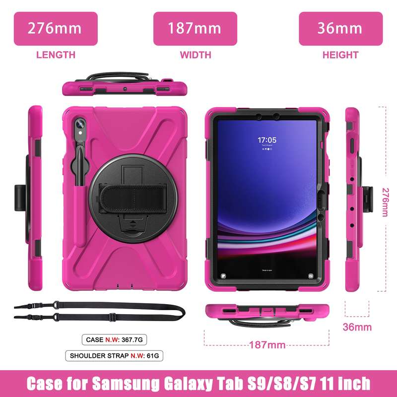 For Galaxy Tab S10 FE / S9 FE / S9 / S8 / S7 Rotary Handle Grab TPU + PC Tablet Case(Black)