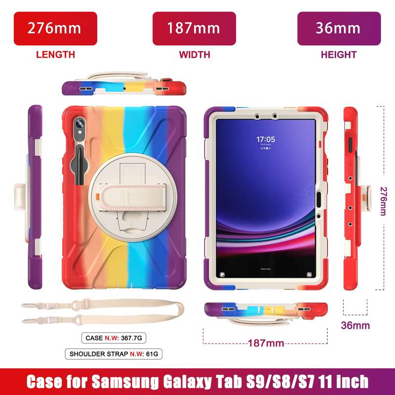 For Galaxy Tab S10 FE / S9 FE / S9 / S8 / S7 Rotary Handle Grab TPU + PC Tablet Case(Black)