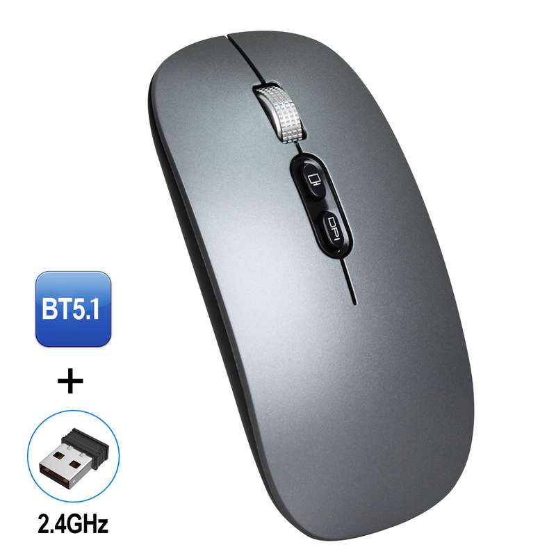 HXSJ M103 1600DPI Dual Mode 2.4GHz + Bluetooth 5.1 Wireless Rechargeable Mouse(Silver)