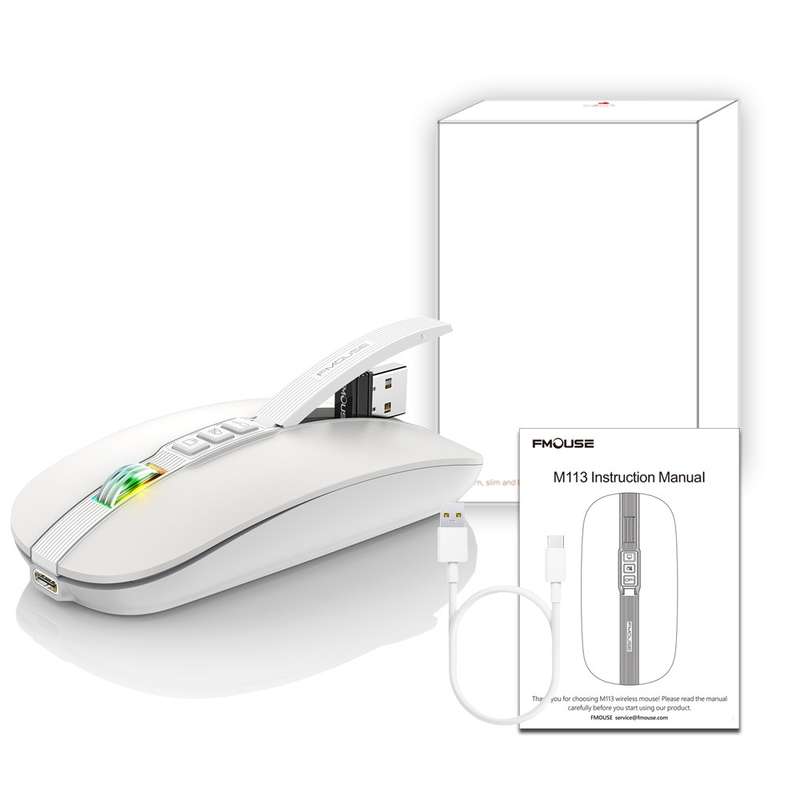 HXSJ M113 2400DPI Dual Mode 2.4GHz + Bluetooth 5.1 Wireless Mouse(Metallic Grey)