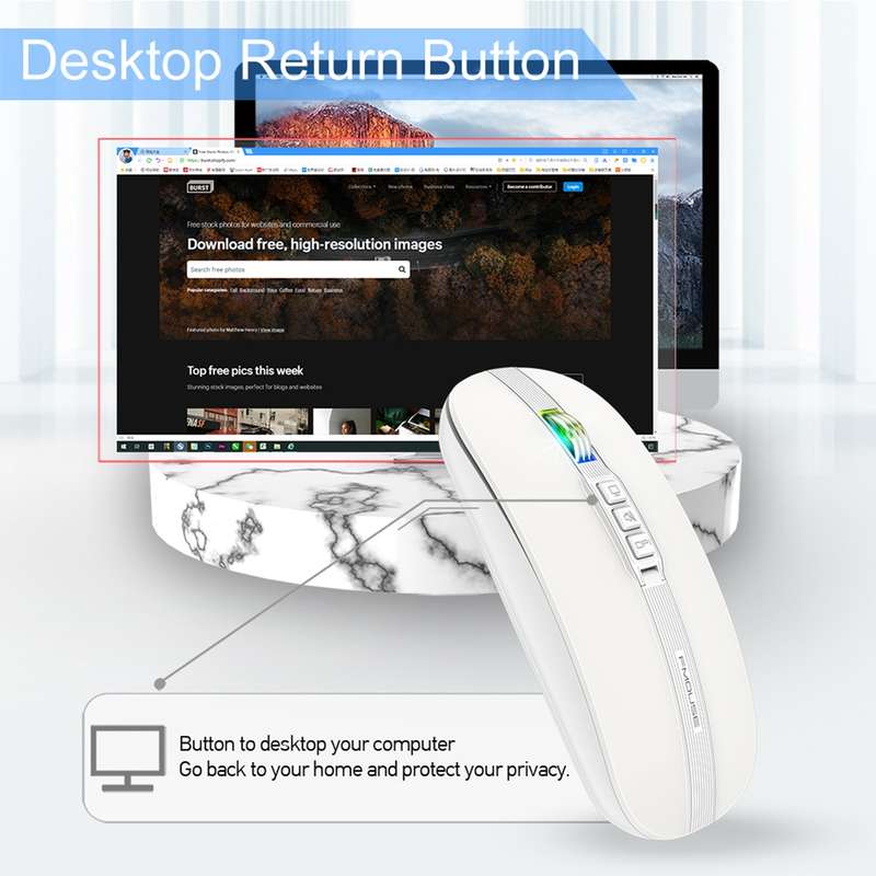 HXSJ M113 2400DPI Dual Mode 2.4GHz + Bluetooth 5.1 Wireless Mouse(Metallic Grey)