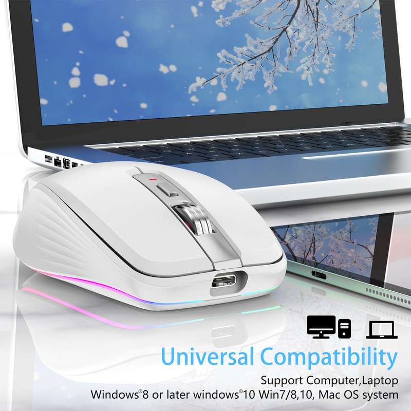 HXSJ M303 2400DPI Dual Mode 2.4GHz + Bluetooth 5.1 Wireless Mouse(Pink)