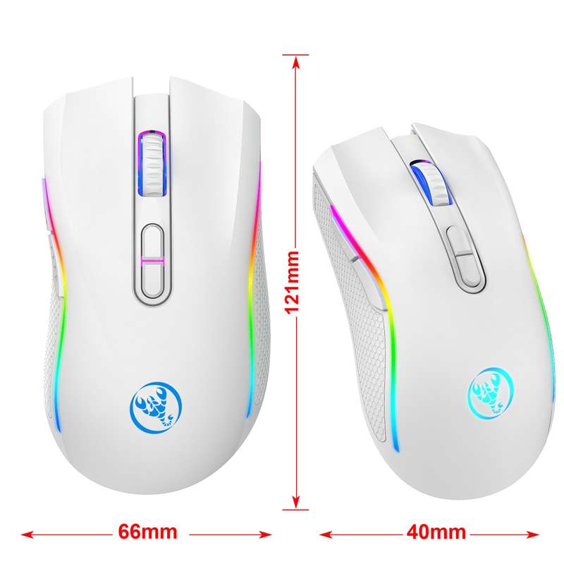 HXSJ T69 4800DPI RGB 2.4GHz Wireless Mouse(White)