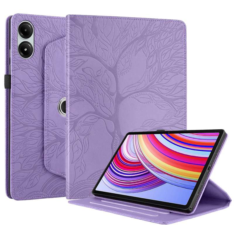 For Xiaomi Redmi Pad Pro 12.1 Tree Life Embossed Rotation Leather Smart Tablet Case(Purple)