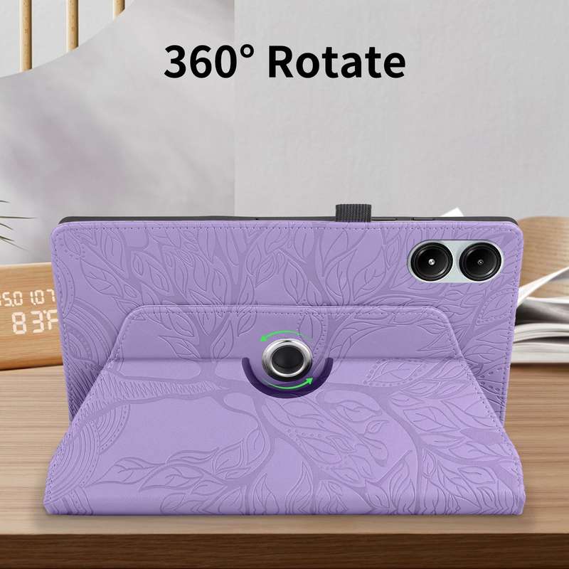 For Xiaomi Redmi Pad Pro 12.1 Tree Life Embossed Rotation Leather Smart Tablet Case(Purple)