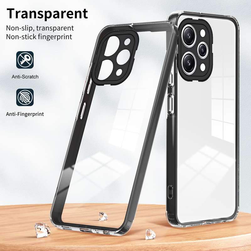 For Xiaomi Redmi 12 3 in 1 Clear TPU Color PC Frame Phone Case(White)