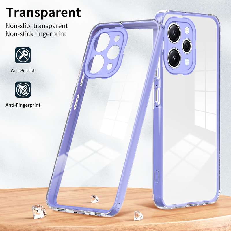 For Xiaomi Redmi 12 3 in 1 Clear TPU Color PC Frame Phone Case(White)