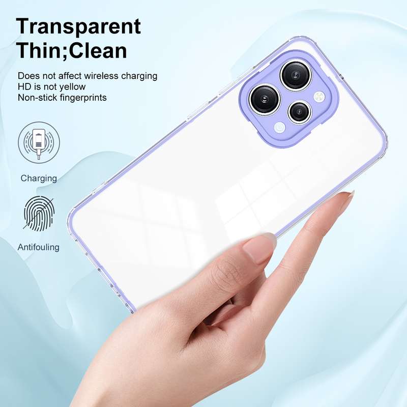 For Xiaomi Redmi 12 3 in 1 Clear TPU Color PC Frame Phone Case(White)