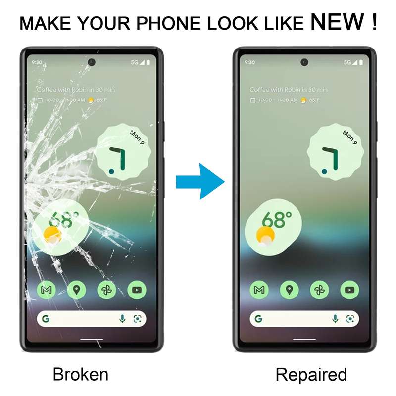 For Google Pixel 6a Front Screen Outer Glass Lens with OCA Optically Clear Adhesive