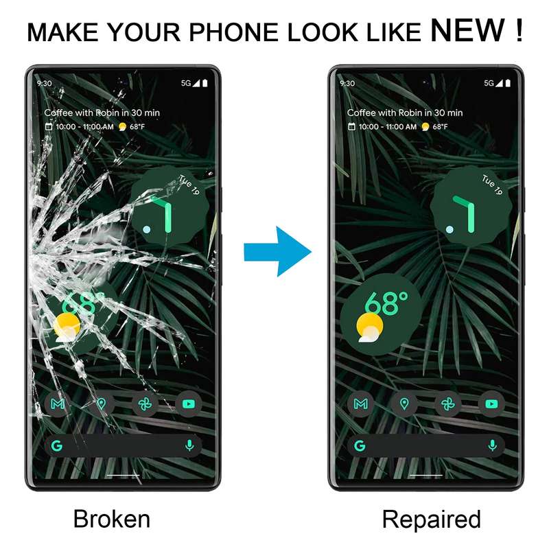 For Google Pixel 6 Pro Front Screen Outer Glass Lens with OCA Optically Clear Adhesive