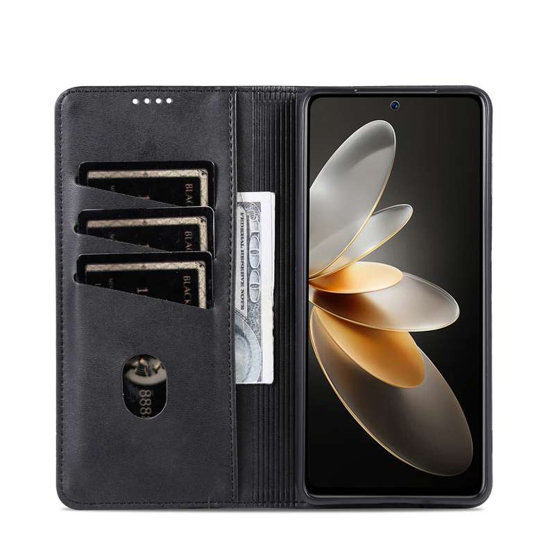 For OPPO Reno12 Global AZNS Magnetic Calf Texture Flip Leather Phone Case(Black)