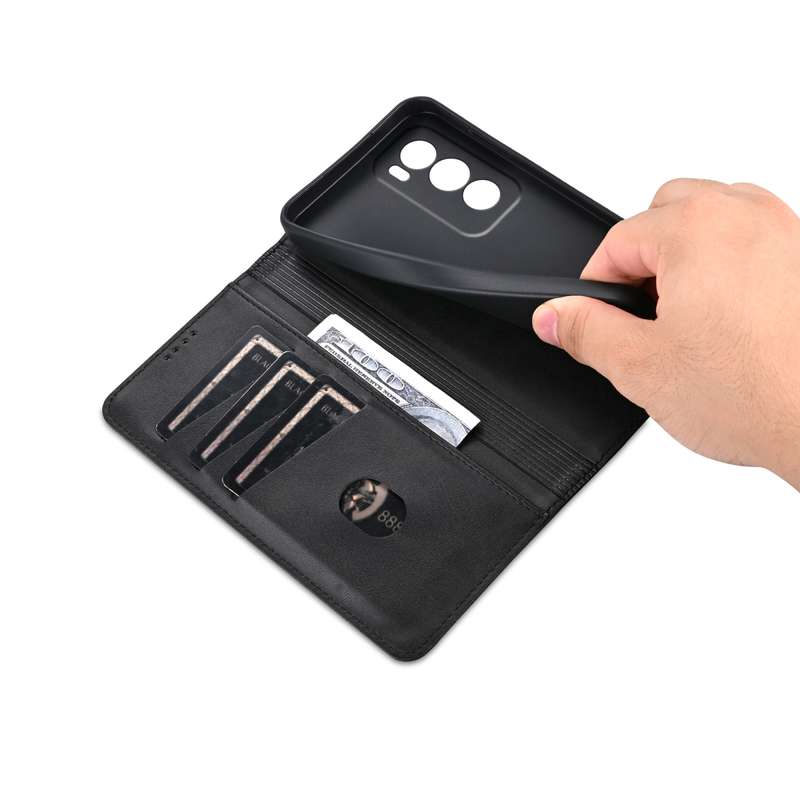 For OPPO Reno12 Global AZNS Magnetic Calf Texture Flip Leather Phone Case(Black)