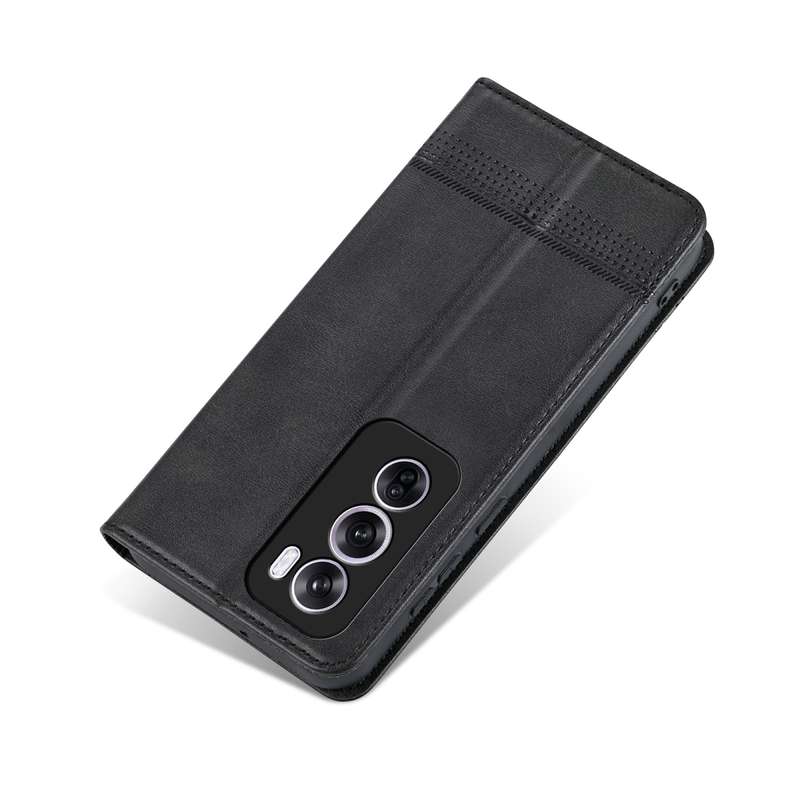 For OPPO Reno12 Global AZNS Magnetic Calf Texture Flip Leather Phone Case(Black)