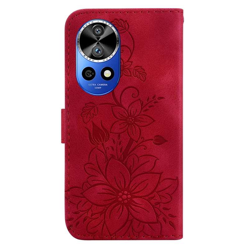 For Huawei nova 12 Ultra Lily Embossed Leather Phone Case(Red)