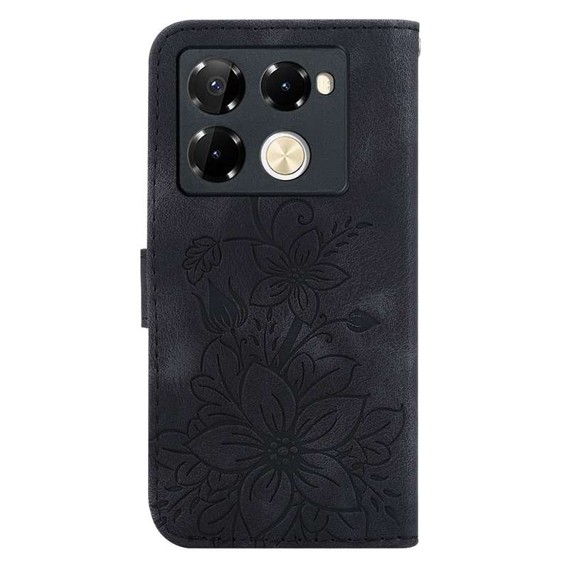 For Infinix Note 40 Pro 4G / 5G Lily Embossed Leather Phone Case(Black)