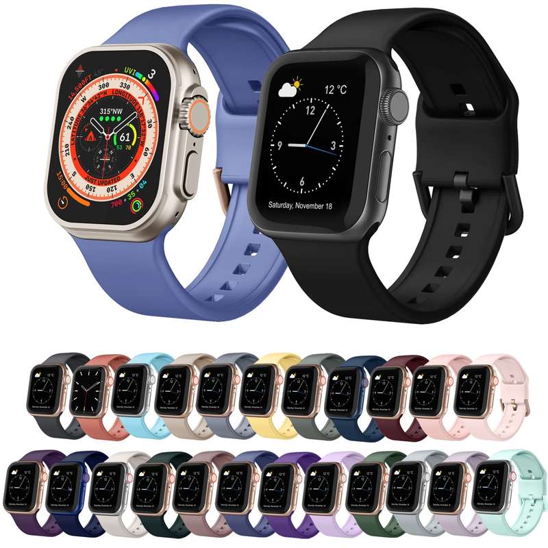 For Apple Watch SE 2023 44mm Pin Buckle Silicone Watch Band(White)