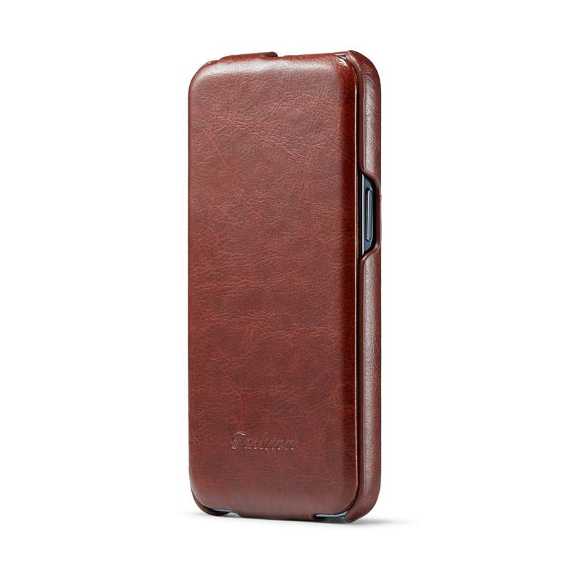 For iPhone 15 Fierre Shann Oil Wax Texture Vertical Flip PU Phone Case(Black)