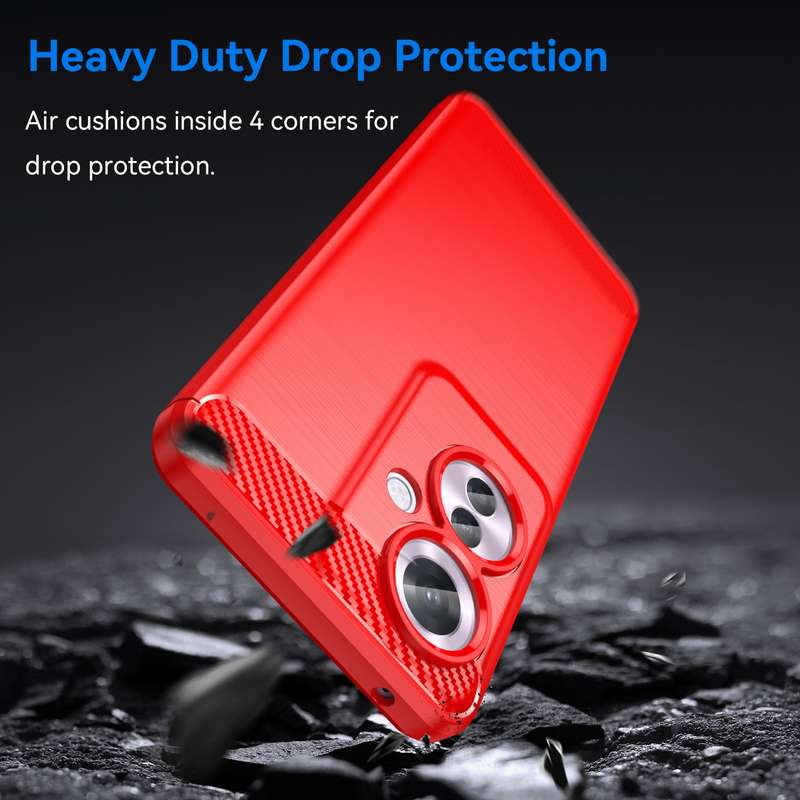 For OPPO Reno11 F 5G Global Brushed Texture Carbon Fiber TPU Phone Case(Red)