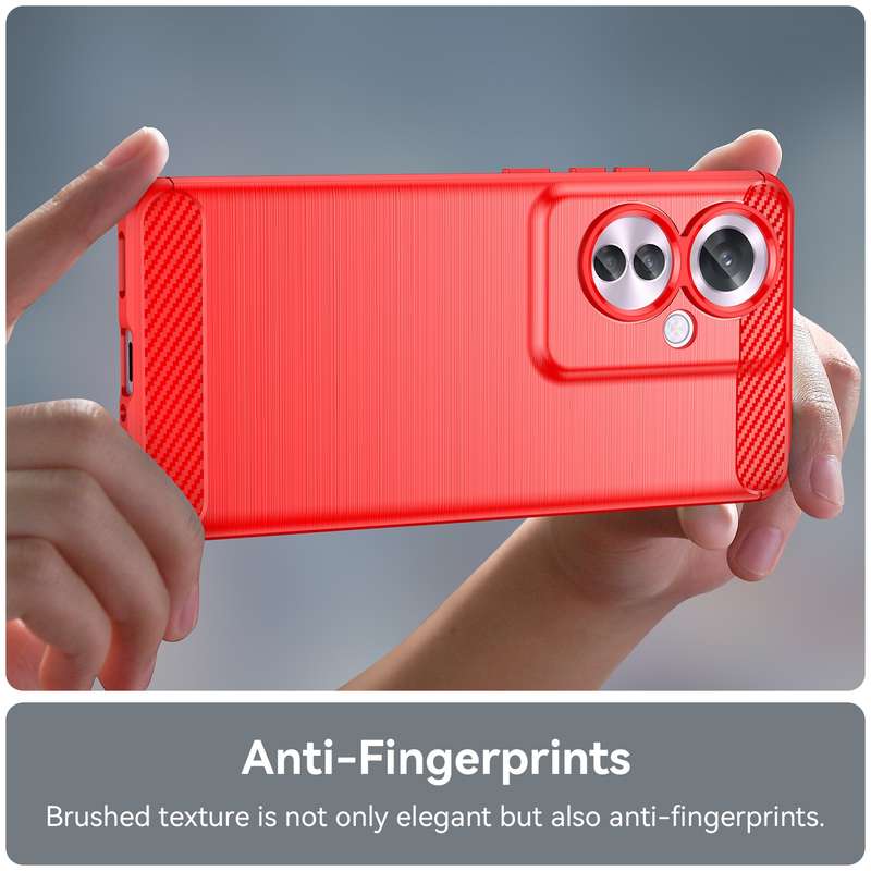 For OPPO Reno11 F 5G Global Brushed Texture Carbon Fiber TPU Phone Case(Red)