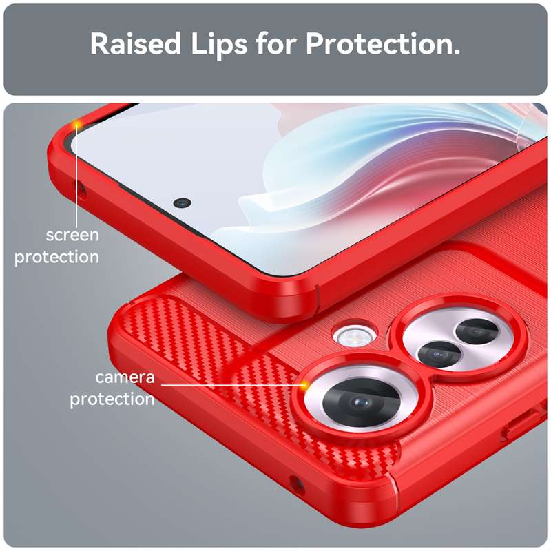For OPPO Reno11 F 5G Global Brushed Texture Carbon Fiber TPU Phone Case(Red)