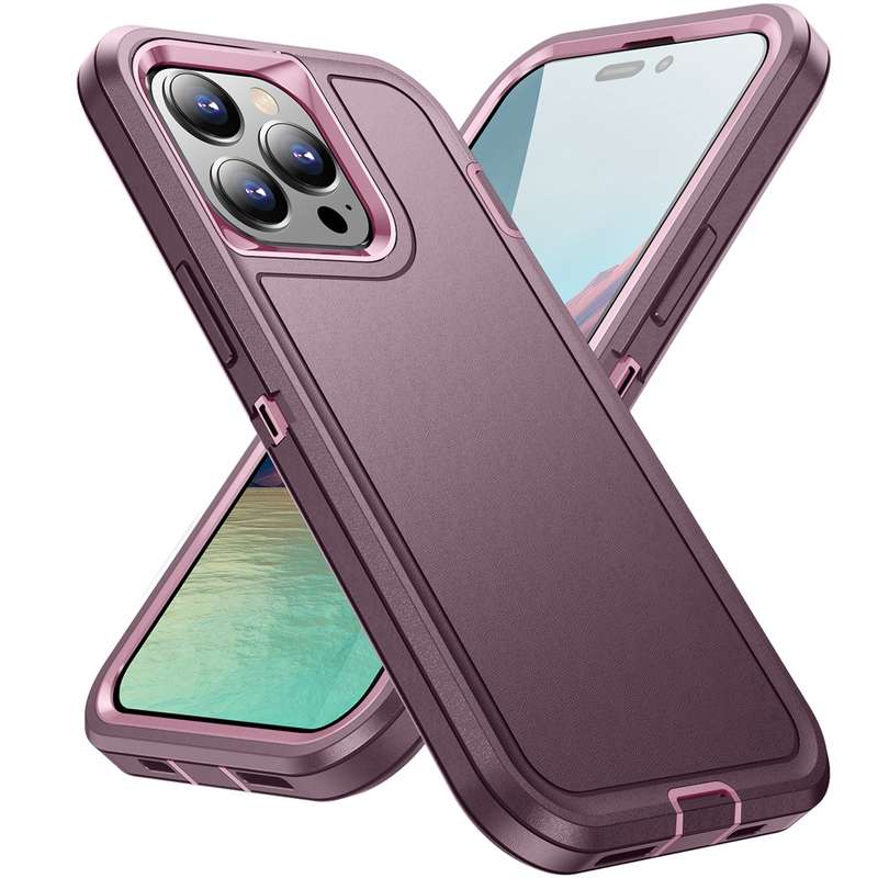 For iPhone 15 Pro Max Life Waterproof Rugged Phone Case(Purple + Pink)