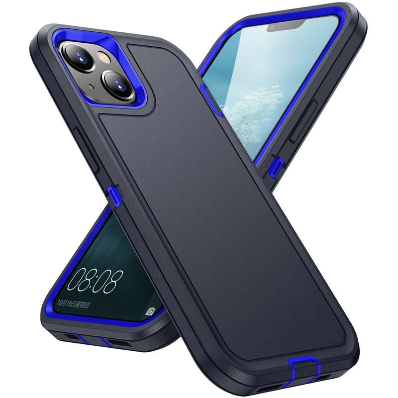For iPhone 15 Life Waterproof Rugged Phone Case(Dark Blue + Royal Blue)