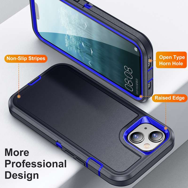 For iPhone 15 Life Waterproof Rugged Phone Case(Dark Blue + Royal Blue)