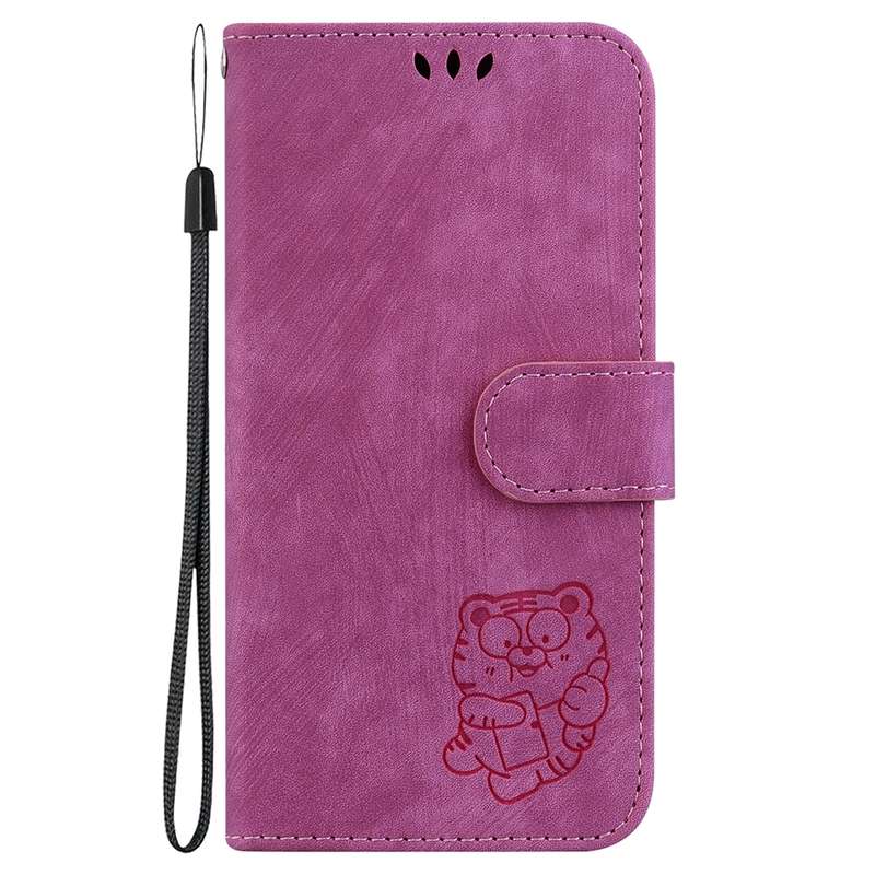 For Motorola Edge 2024 Little Tiger Embossed Leather Phone Case(Rose Red)