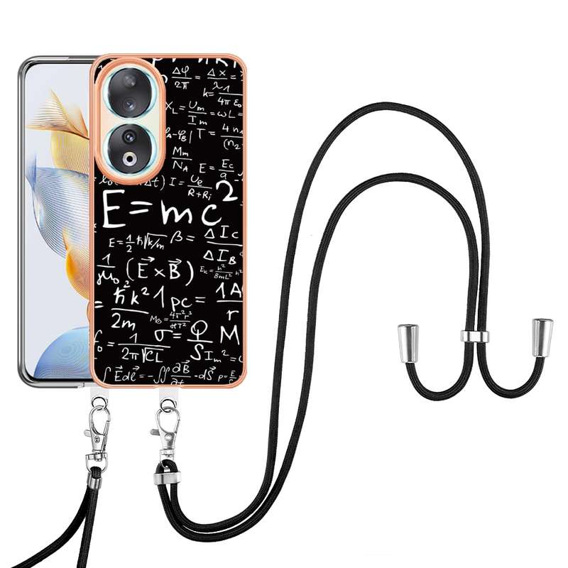 For Honor 90 Electroplating Dual-side IMD Phone Case with Lanyard(Retro Radio)