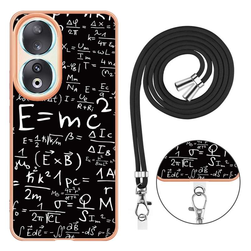 For Honor 90 Electroplating Dual-side IMD Phone Case with Lanyard(Retro Radio)