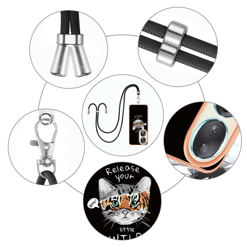 For Honor 90 Electroplating Dual-side IMD Phone Case with Lanyard(Retro Radio)