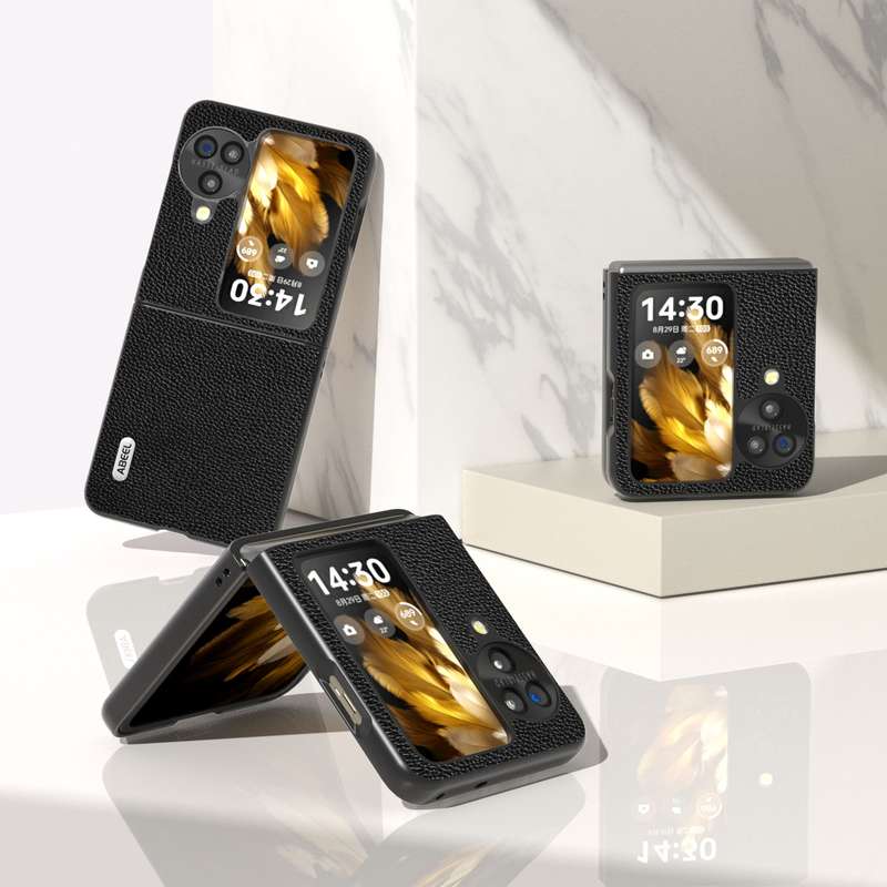 For OPPO Find N3 Flip ABEEL Black Edge Genuine Mino Phone Case(Black)