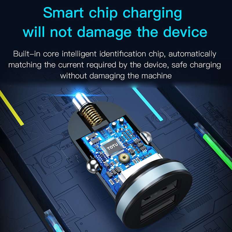 TOTU CC-3 2.1A Dual USB-A Port Car Charger(Grey)