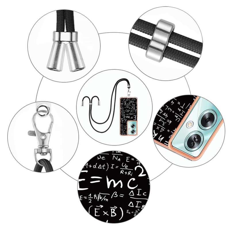 For OPPO A79 5G Global Electroplating Dual-side IMD Phone Case with Lanyard(Equation)