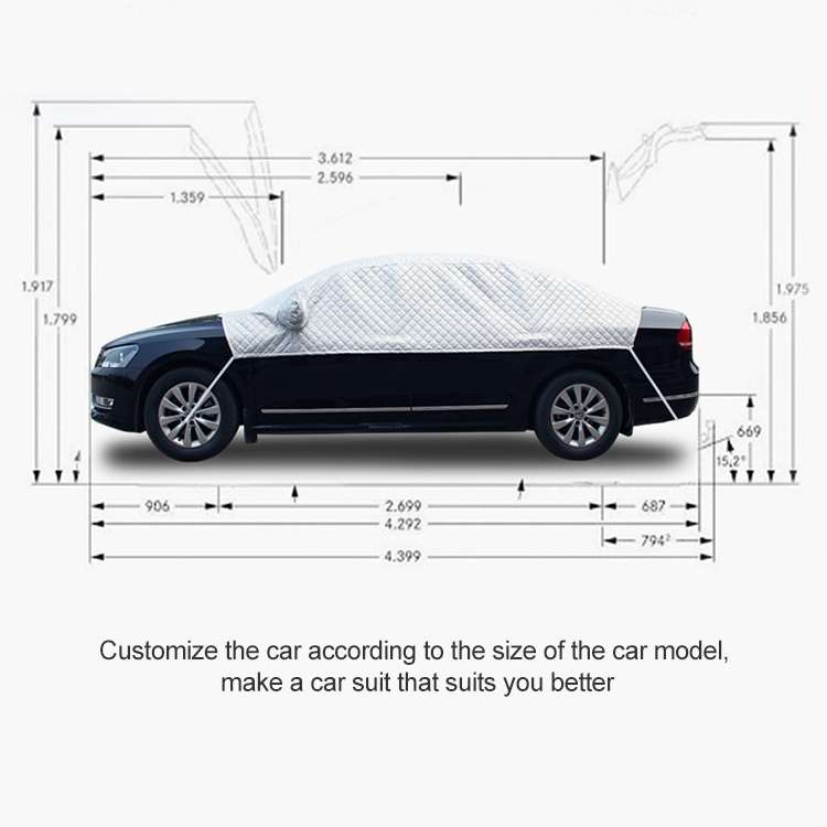 Car Half-cover Car Clothing Sunscreen Heat Insulation Sun Nisor, Aluminum Foil Size: 3.6x1.6x1.5m