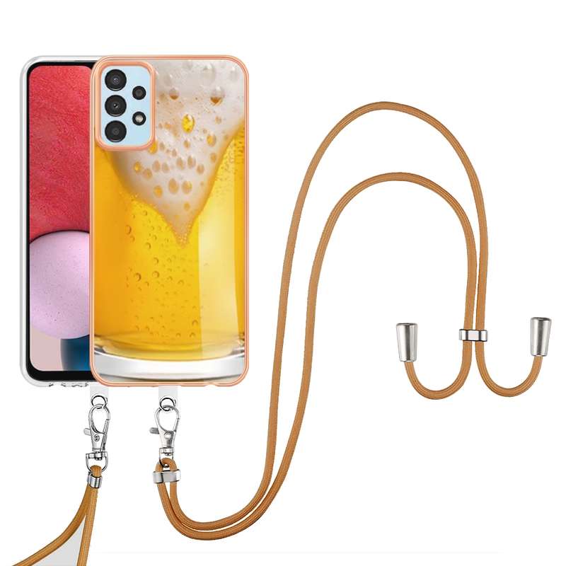 For Samsung Galaxy A34 5G Electroplating Dual-side IMD Phone Case with Lanyard(Lucky Dog)
