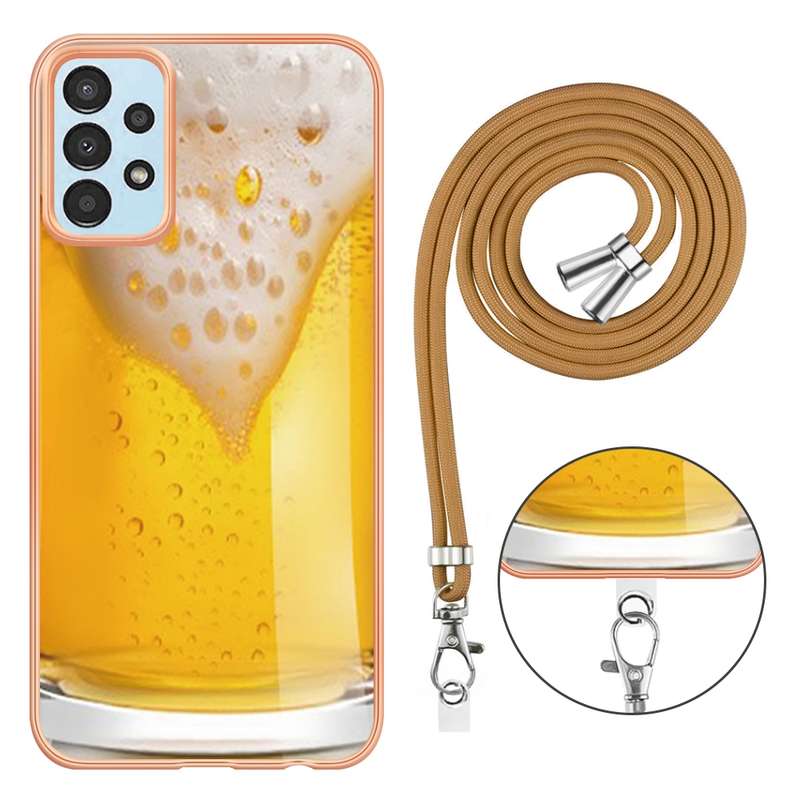 For Samsung Galaxy A34 5G Electroplating Dual-side IMD Phone Case with Lanyard(Lucky Dog)
