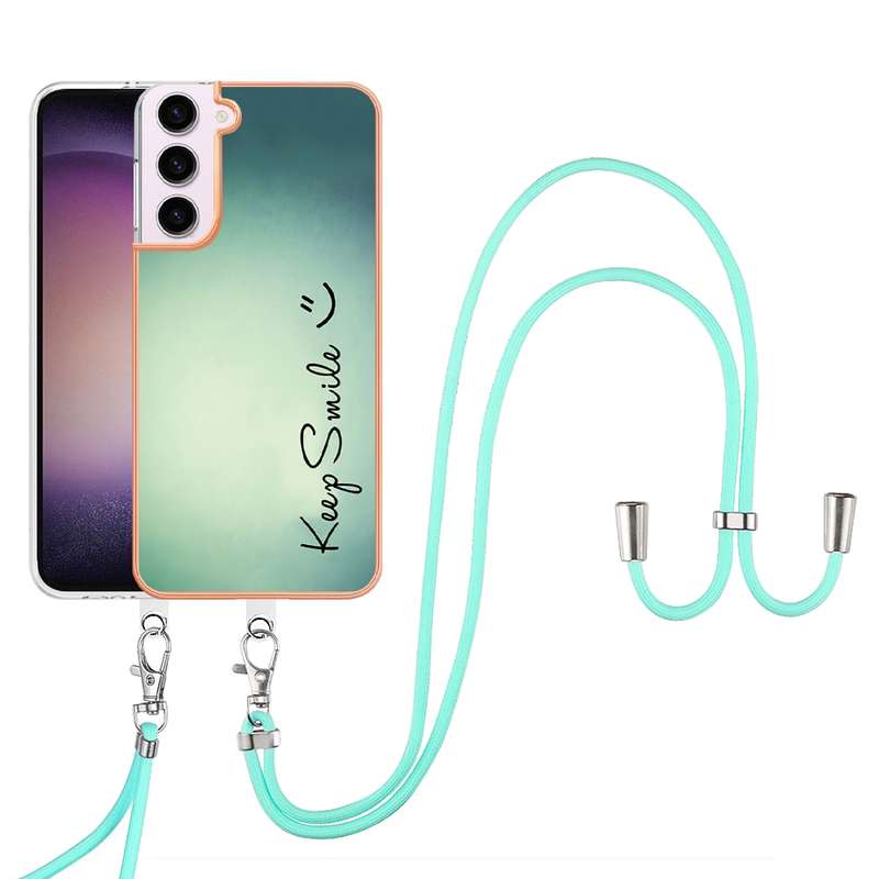 For Samsung Galaxy S22 5G Electroplating Dual-side IMD Phone Case with Lanyard(Equation)