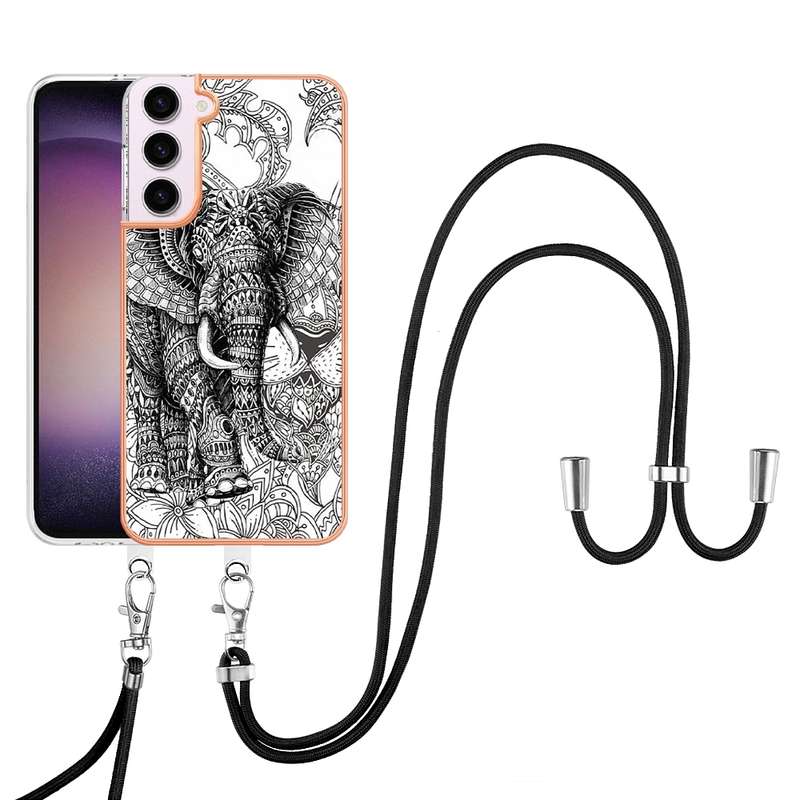 For Samsung Galaxy S22 5G Electroplating Dual-side IMD Phone Case with Lanyard(Equation)