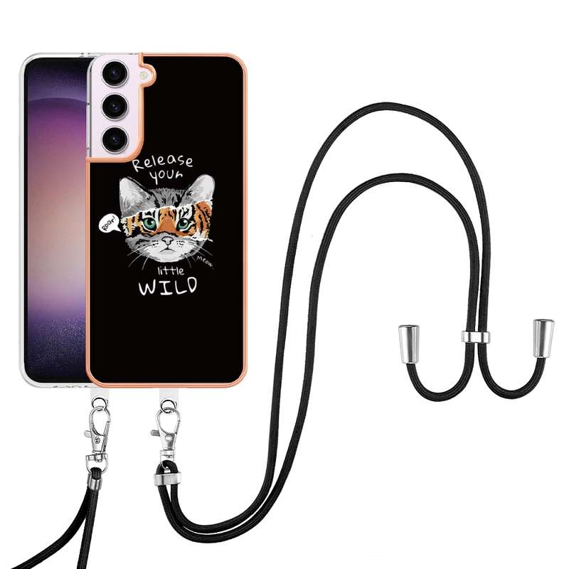 For Samsung Galaxy S22 5G Electroplating Dual-side IMD Phone Case with Lanyard(Equation)
