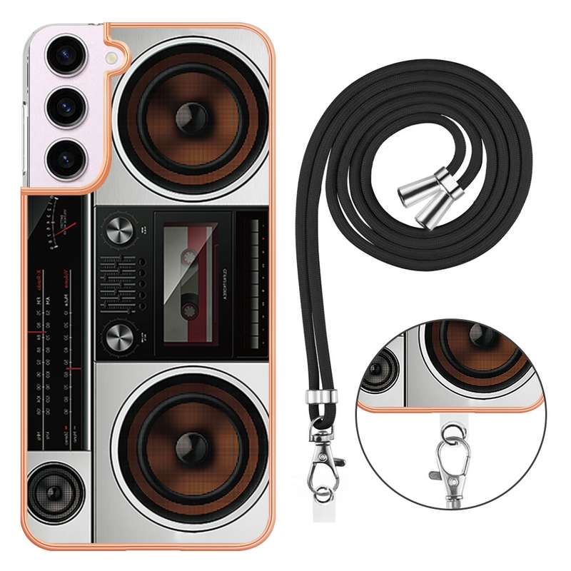 For Samsung Galaxy S22 5G Electroplating Dual-side IMD Phone Case with Lanyard(Equation)