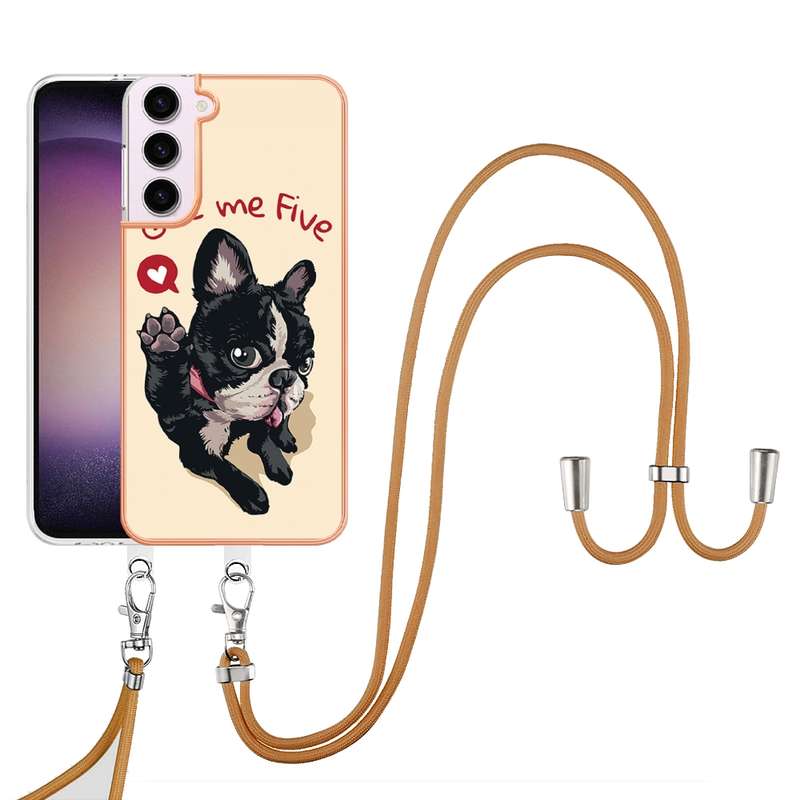 For Samsung Galaxy S22 5G Electroplating Dual-side IMD Phone Case with Lanyard(Equation)