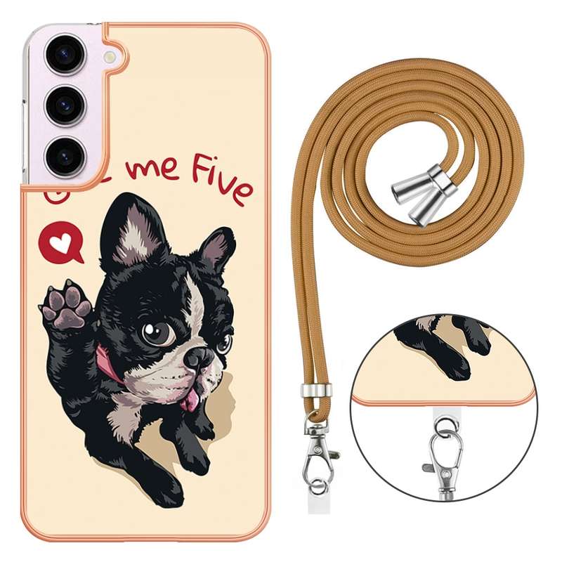 For Samsung Galaxy S22 5G Electroplating Dual-side IMD Phone Case with Lanyard(Equation)