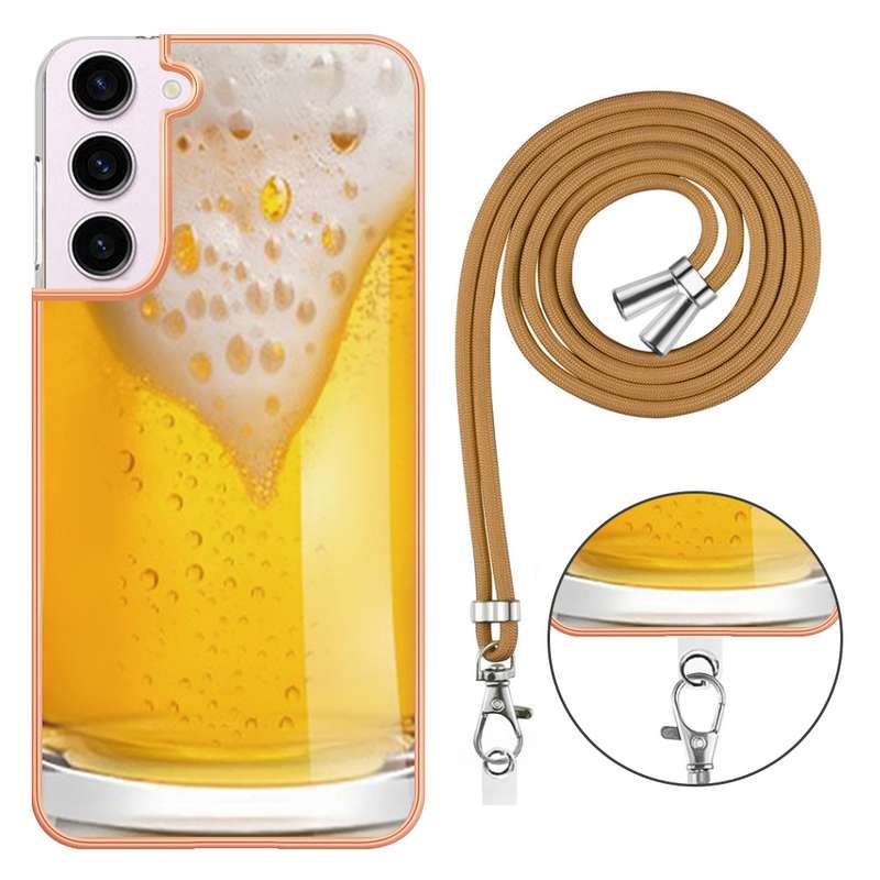 For Samsung Galaxy S22 5G Electroplating Dual-side IMD Phone Case with Lanyard(Equation)