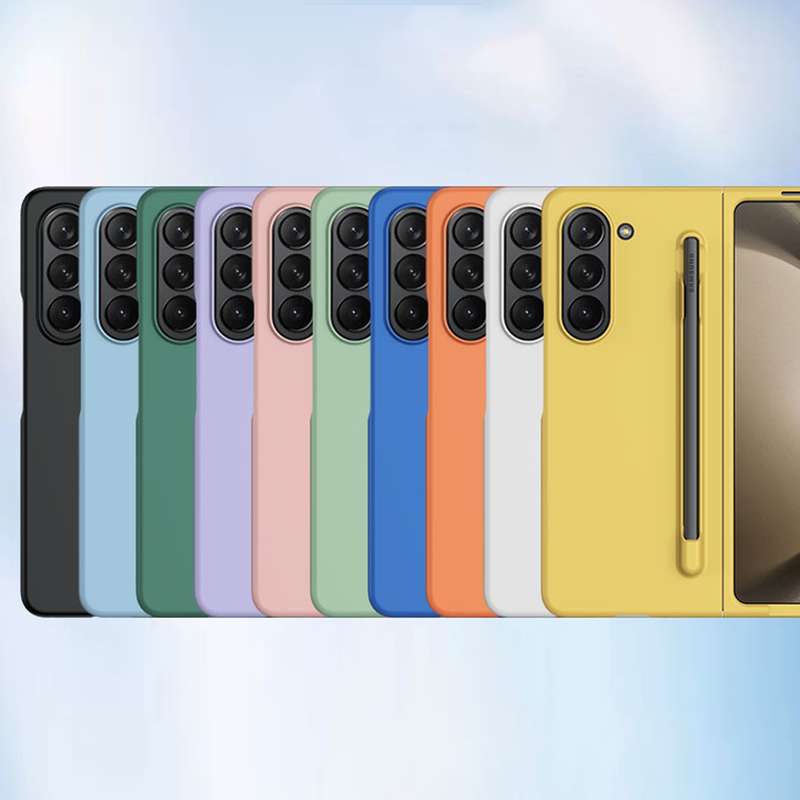 For Samsung Galaxy Z Fold5 Skin Feel PC Phone Case with Pen Slots, Not Included Pen(Pink)