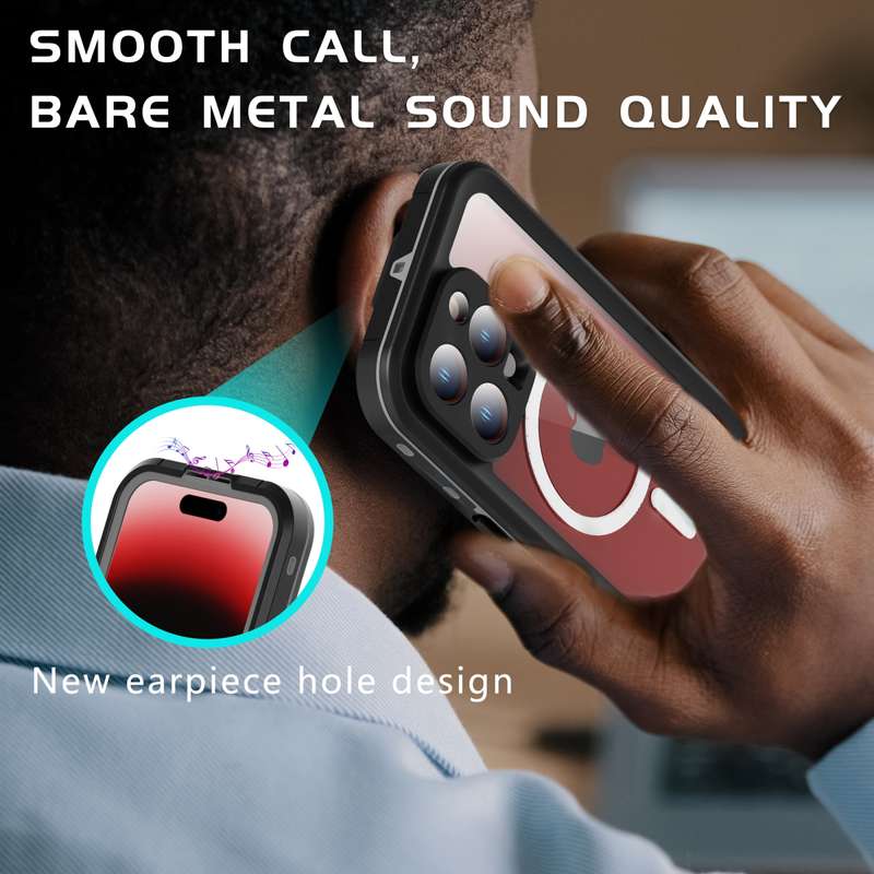 For iPhone 15 Pro Max RedPepper IP68 Waterproof MagSafe Phone Case(Black)