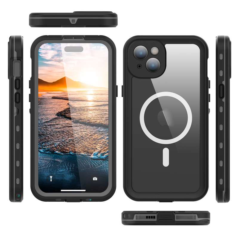 For iPhone 15 RedPepper IP68 Waterproof MagSafe Phone Case(Black)